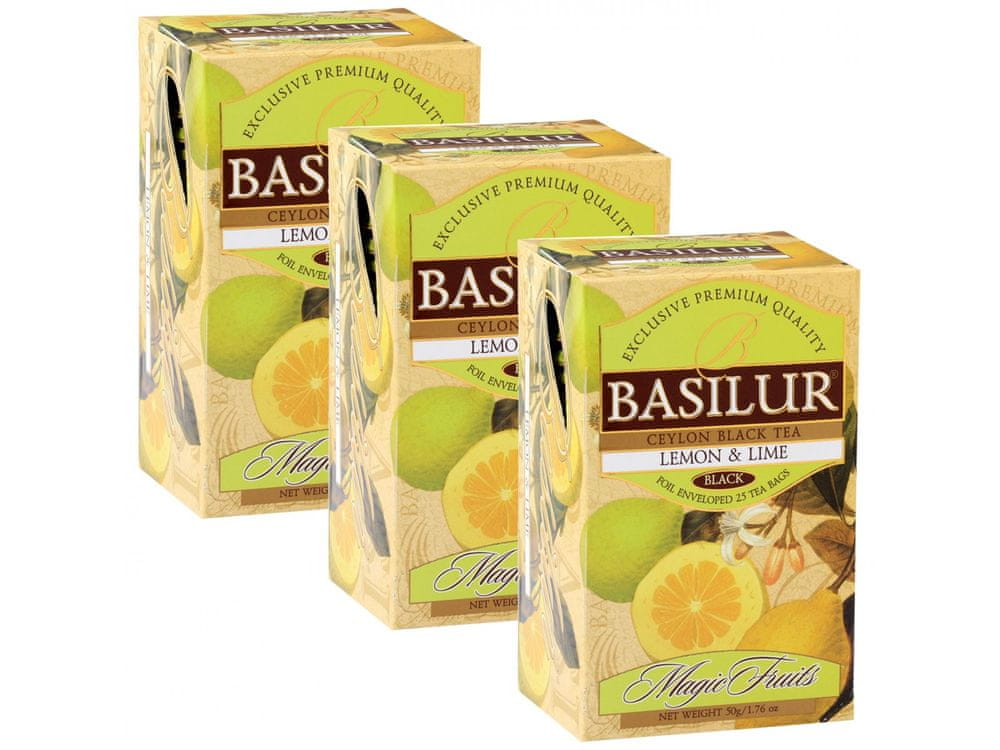 Basilur BASILUR Lemon Lime - Cejlónsky čierny čaj s prírodnou citrónovou a limetkovou arómou, 25x2 g, 3
